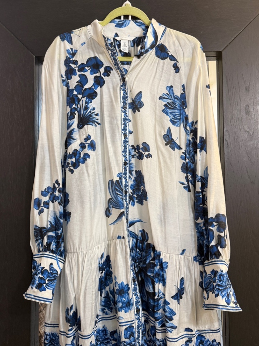 Blue Floral Button-Front Dress